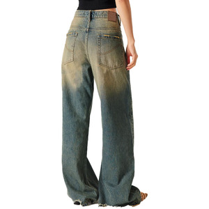 Jean en denim personnalisé pour homme, coupe large et ample, avec broderies, délavage usé, taille basse, style <span class=keywords><strong>Mercedes</strong></span> Cross - Product Image 6