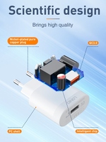 Adaptateur secteur LDNIO A303Q 18W, prise US/UK/EU, double USB, chargeur mural de voyage, charge rapide, chargeur portable