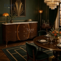 Buffet avec plateau en marbre Solstice Sunburst |   Buffet Art Déco de luxe avec incrustation ovale - EKAR FURNITURE