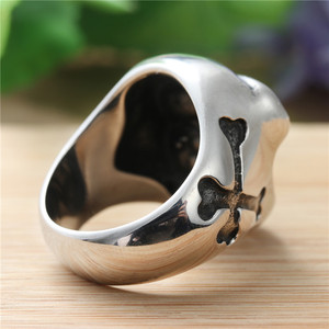 Skull <b>Ring</b> <b>Titanium</b> Steel Red Stone Eyes Men's Punk Jewelry Gift Silver Color 27035 - Product Image 2