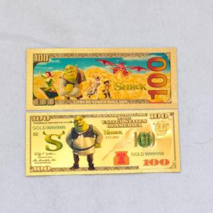 Billet de banque plaqué or <span class=keywords><strong>Shrek</strong></span>, monstre, feuille d'or, pièce commémorative, objet de collection, souvenir - Product Image 5