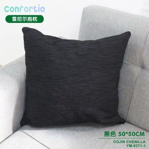 Cuscino in ciniglia nero 50x50 cm, cuscino per seduta e decorazione - Product Image 3