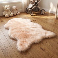 Tapis d'intérieur moderne rose en fausse fourrure de mouton, à poils longs, en polyester, shaggy, lavable en machine, antidérapant, pour la vente en gros