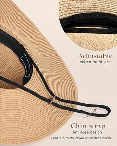 Chapeau Panama Fedora en paille personnalisé avec logo, large bord, pliable, pour hommes et femmes. pour la plage, le soleil, les voyages, la pêche, les sports - Product Image 2
