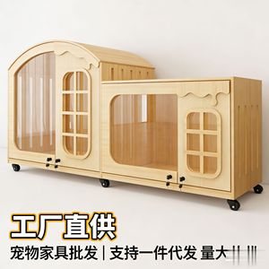 Factory direct supply of solid wood mobile pet houses, suitable for both <b>cats</b> and dogs. - Product Image 3