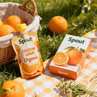 Pochette souple personnalisée imprimée pour jus de fruits avec bec verseur, emballage alimentaire de qualité alimentaire