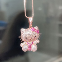Pendentif en pierres précieuses pavées, bijoux plaqués or 18 carats, zircon scintillant, pendentif Hello Kitty mignon, bague, boucles d'oreilles, collier pour femmes