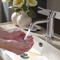 Robinet de lavabo monocommande chaud/froid en acier inoxydable avec cartouche céramique et débit contrôlé