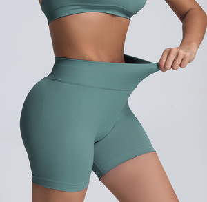 Màu xanh của phụ nữ Matte liền mạch yoga quần short Hip Lift bụng chặt chẽ thể thao Quần Short chạy phòng tập thể dục quần mòn trên bên ngoài - Product Image 3