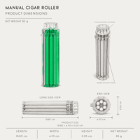 Rouleuse à cigares manuelle en plastique vert moderne, pour tabac, avec boîtier transparent à facettes et base striée, cadeau pour hommes, pour bar lounge