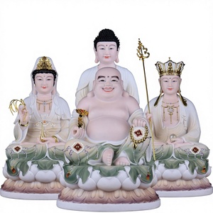 Statues de <span class=keywords><strong>Bouddha</strong></span> Bodhisattva Saha Trois Quatre Saints Maitreya Bodhisattva en imitation <span class=keywords><strong>porcelaine</strong></span> moulées à la main pour la vénération dévotionnelle - Product Image 1