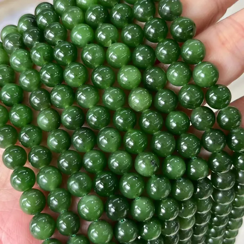 Perline di pietra di giada verde reale naturale di alta qualità per la creazione di gioielli fai da te fatti a mano (AB2051)
