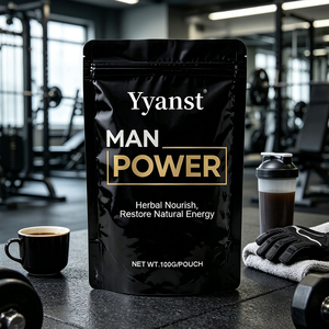 OEM Private Label Herbal <b>Man</b> Power Powder Restore Daily Energy 100g Matte Black Gold <b>Pouch</b> Bulk Wholesale - Product Image 6