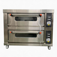 Four électrique professionnel en acier inoxydable à deux niveaux et deux plateaux avec contrôle numérique pour la cuisson de pizzas et de pains