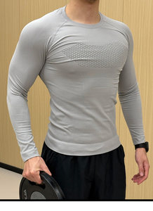 เสื้อฟิตเนสแบบกระชับรูปร่าง ผลิตตามสั่ง สไตล์อเมริกัน ผ้าแจ็คการ์ดไร้ตะเข็บ ยืดหยุ่นสูง - Product Image 5