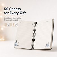 Carnet spirale A5 de qualité supérieure pour la liste de cadeaux de Noël, 50 feuilles lignées, papier 80 g/m², couverture 300 g/m², reliure noire, planificateur de vacances