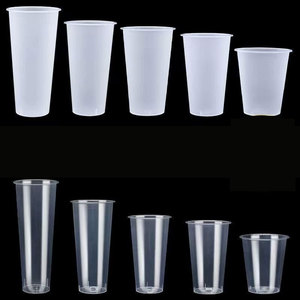 Bouteilles de jus en plastique jetables en gros, gobelets PP transparents givrés moulés par injection personnalisés pour thé au lait, bière, café, soda - Product Image 2