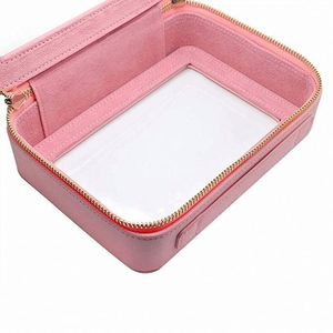 Bolsa de cosméticos de poliéster rosa de fábrica BSCI, organizador de belleza a la moda - Product Image 2