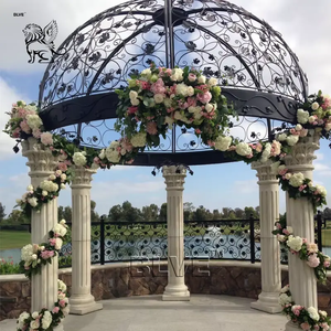 BLVE decoración de jardín al aire libre tallada a mano moderna piedra Natural mujeres columna pabellón mármol Gazebo para Parque - Product Image 4