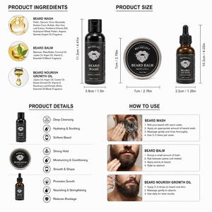 Huile à <span class=keywords><strong>barbe</strong></span> hydratante bio OEM, baume <span class=keywords><strong>et</strong></span> nettoyant pour <span class=keywords><strong>barbe</strong></span> avec sérum à l'argan pour le soin masculin - Logo personnalisé, vente en gros, marque privée - Product Image 5