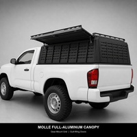 Capot de camionnette en aluminium noir mat avec système Molle, aile de mouette, porte latérale et rail de toit pour benne de pick-up