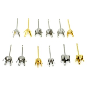 Anno Jewelry Clous d'oreilles en acier inoxydable avec zircon rond, composants et fournitures pour bijoux DIY - Product Image 1