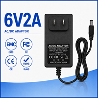 Adaptateur secteur mural AC/DC 6V2A avec prise US 5,5x2,5mm 12W, design professionnel, pour tube LED et décodeur