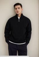 Sudadera de Hombre con Cierre de Cremallera, Cuello Alto, Color Sólido, Felpa Francesa, Corte Regular, Estilo Casual Minimalista para Otoño