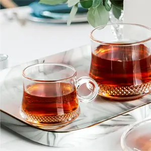 Juego de tazas de vidrio para café, té, café, té, fábrica china, tazas de té de vidrio transparente, gran oferta
