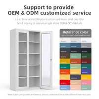 Armoire de classement métallique en acier démontable avec porte vitrée, couleur résistante, design moderne, pour employés de bureau et hôpitaux