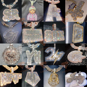 Vvs Moissanite kolye özel kolye kolye logo adı mektup buzlu Out zincir ve Peddant <span class=keywords><strong>Charm</strong></span> - Product Image 1