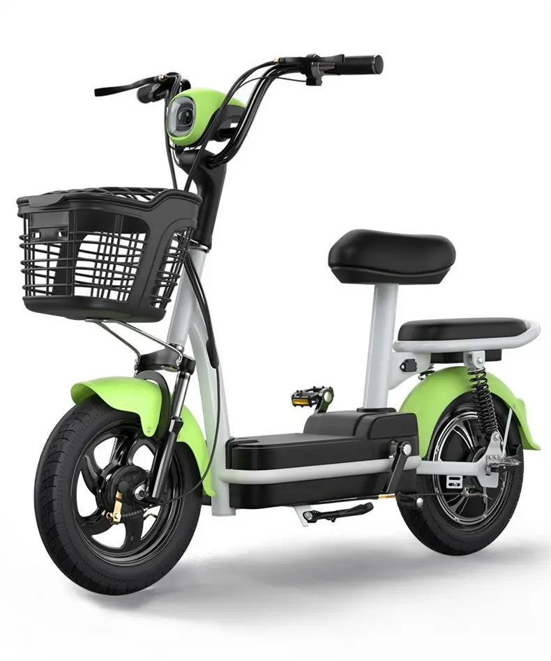 Bicicleta eléctrica de 48V y 350W para mujer, bici de ciudad eléctrica potente verde