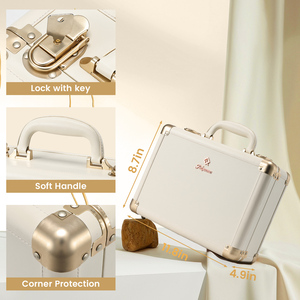 Leather <b>Makeup</b> <b>Case</b> with LED Mirror Lockable <b>Makeup</b> Box Organizer Large Capacity Cosmetic Train <b>Case</b> for <b>Makeup</b> Artist Nail Tech - Product Image 5