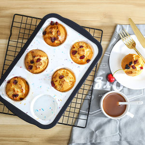 Moule à gâteau manuel imprimé personnalisé avec revêtement pour cupcake Plateau <span class=keywords><strong>de</strong></span> cuisson pour tarte Moule à muffins en silicone avec cadre en métal - Product Image 1