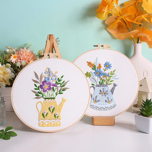 Nouveau Kit de Broderie DIY Fait Main en <span class=keywords><strong>Coton</strong></span> – Motif Vase Fleurs Fraîches et Élégantes – Bestseller Transfrontalier - Product Image 4