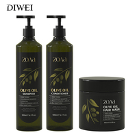 DIWEI grosir sampo nutrisi perbaikan minyak kastor hitam sampo Natrual organik Jojoba biji minyak zaitun Set Perawatan Rambut