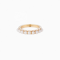 Bague demi-éternité en argent 925 plaqué or 18 carats avec perle d'eau douce, bijoux personnalisés LOZRUNVE