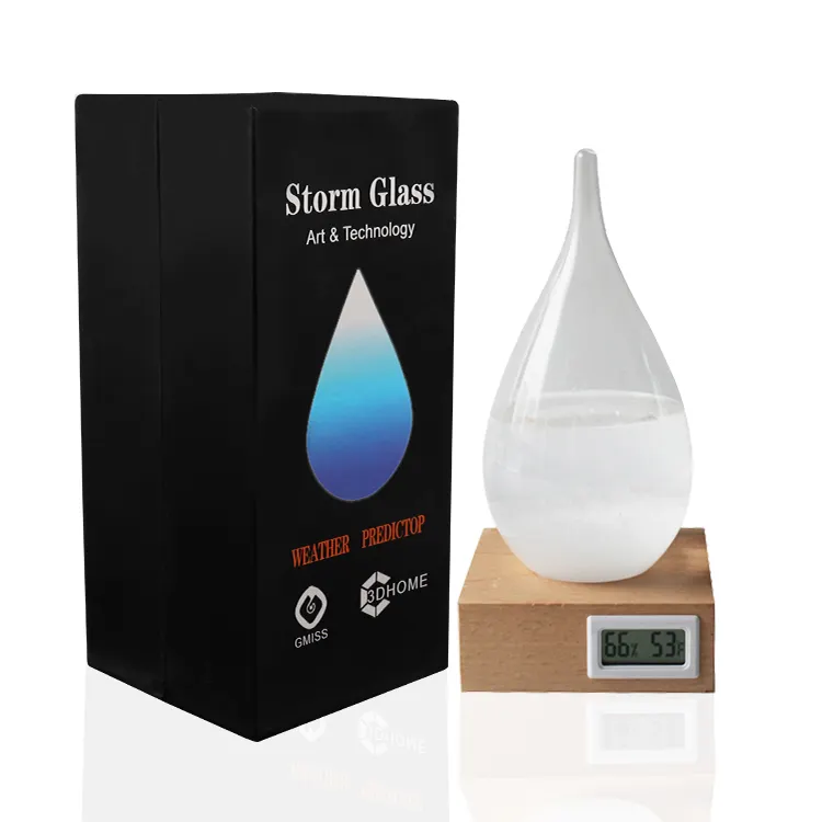 Home Decoration Glass Crafts Weather Forecast Predictor Storm GlassとDigital Fahrenheit ThermometerとHumidity Meter