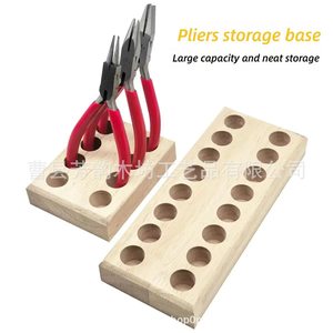 Wooden Pliers Organizer With Round And Pointed Nozzles Multi Functional <b>Desktop</b> <b>Shelf</b> Perforated Base Standing Type - Product Image 4