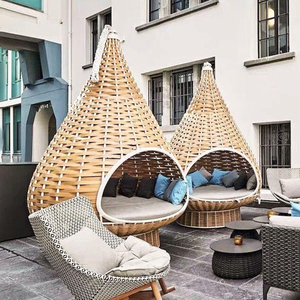 Chaise balançoire pour balcon de jardin <span class=keywords><strong>Panier</strong></span> à bascule imperméable pour la cour Ensemble de mobilier d'extérieur Hamac suspendu en aluminium PE <span class=keywords><strong>rotin</strong></span> - Product Image 3