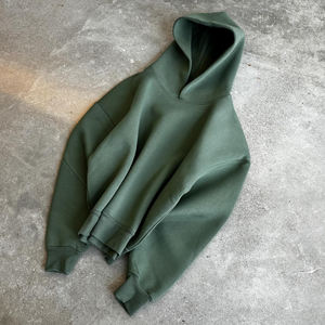 TOPSHOW定制双层500gsm 600gsm男士素色连帽衫重量级棉厚空白超大宽松合身短款连帽衫 - Product Image 6