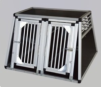 Cage pour chien Cage de transport pour animaux de compagnie en aluminium à double porte Style simple en métal sûr pour les voyages temporaires Confort de votre chien bien-aimé