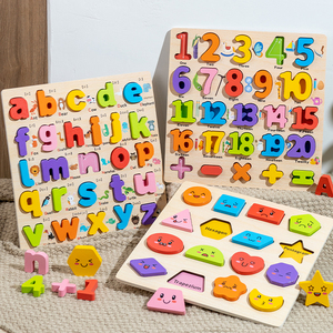 Jouets éducatifs en bois inspirés de Montessori, puzzles 3D en forme d'alphabet et de chiffres <span class=keywords><strong>ABC</strong></span>, planche d'appariement pour enfants unisexes, apprentissage des tout-petits - Product Image 2