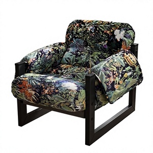 Fauteuil de salon moderne en tissu imprimé, avec structure en <span class=keywords><strong>bois</strong></span> rembourrée, fauteuil d'appoint pour salon, mobilier d'hôtel, vente en gros, OEM, ventes personnalisées - Product Image 6