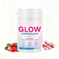 OLLI Chewing-gum sans sucre à la fraise, grenade, biotine, zinc et complexe de vitamine C pour une peau éclatante et forte, OEM