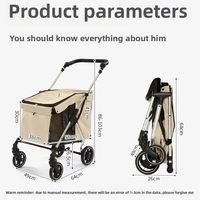 Poussette pliable en alliage d'aluminium grande taille pour chats et chiens, capacité 20 kg, utilisation extérieure pour animaux âgés ou handicapés, vente en gros