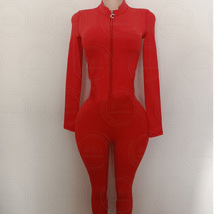 <span class=keywords><strong>Tuta</strong></span> <span class=keywords><strong>Intera</strong></span> Sportiva da <span class=keywords><strong>Donna</strong></span> Body Basics con LOGO Personalizzato, in Spandex, Aderente, Manica Lunga con Zip, per Palestra e Yoga - Product Image 6