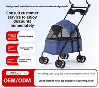 Poussette Métallique NIUNIU pour Animaux de Compagnie (Chiens et Chats) - Exportation Transfrontalière - Légère, Pliable, 4 Roues, Écologique, Utilisation Extérieure Toutes Saisons