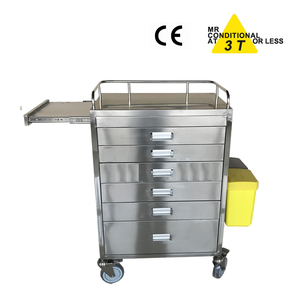 Carrello in acciaio inossidabile magnetico Non magnetico/per attrezzatura MR 1.5T e 3.0 T/con carrello di emergenza a 6 cassetti - Product Image 3