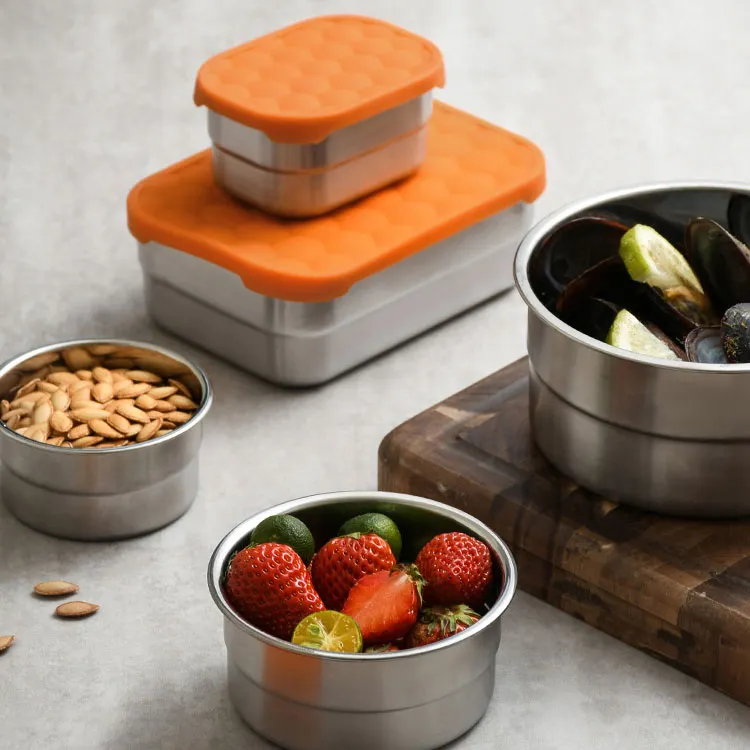 New design sealed stainless steel food storage container sealed 304 metal lunch box hot sale